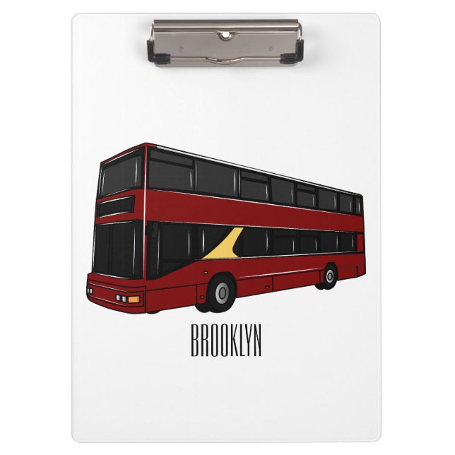 Double-decker bus cartoon illustration clipboard (Front)
