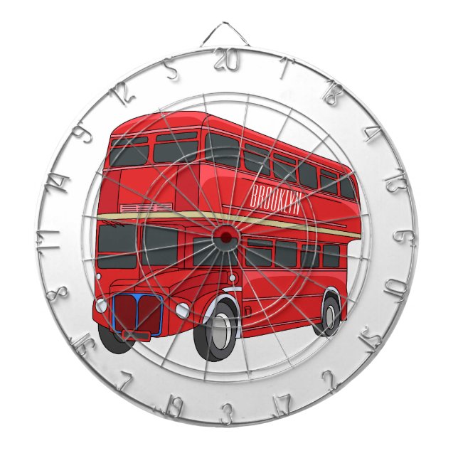 Double-decker bus cartoon illustration dartboard (Front)