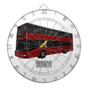 Double-decker bus cartoon illustration dartboard