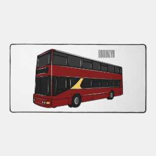 Double-decker bus cartoon illustration desk mat