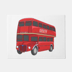Double-decker bus cartoon illustration doormat