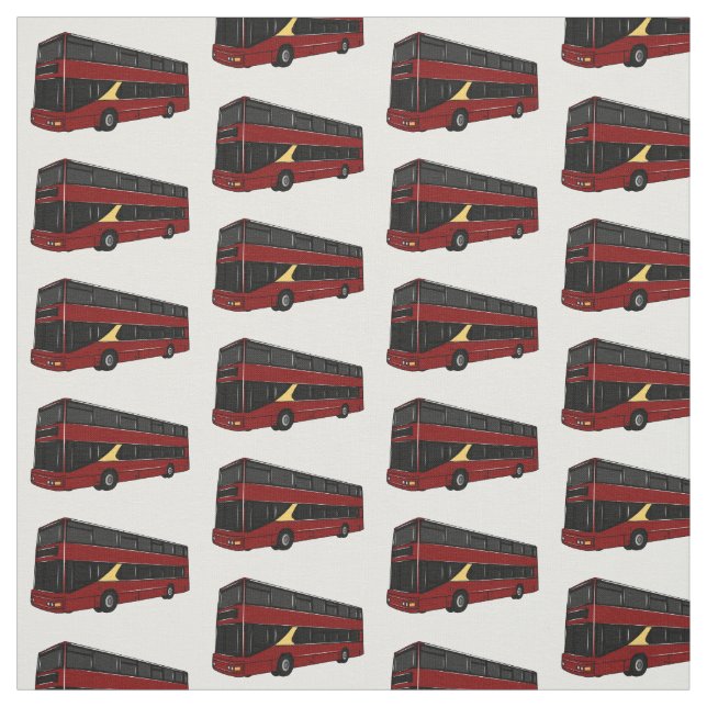 Double-decker bus cartoon illustration fabric (Swatch)