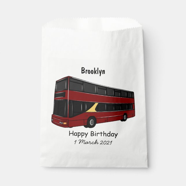 Double-decker bus cartoon illustration favour bags (Front)