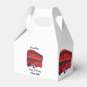 Double-decker bus cartoon illustration favour box