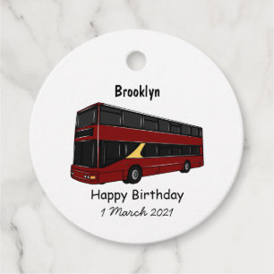 Double-decker bus cartoon illustration favour tags