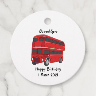 Double-decker bus cartoon illustration favour tags