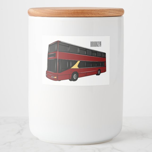 Double-decker bus cartoon illustration food label (Front)