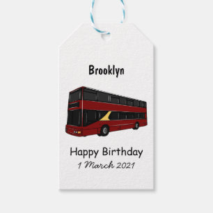 Double-decker bus cartoon illustration gift tags