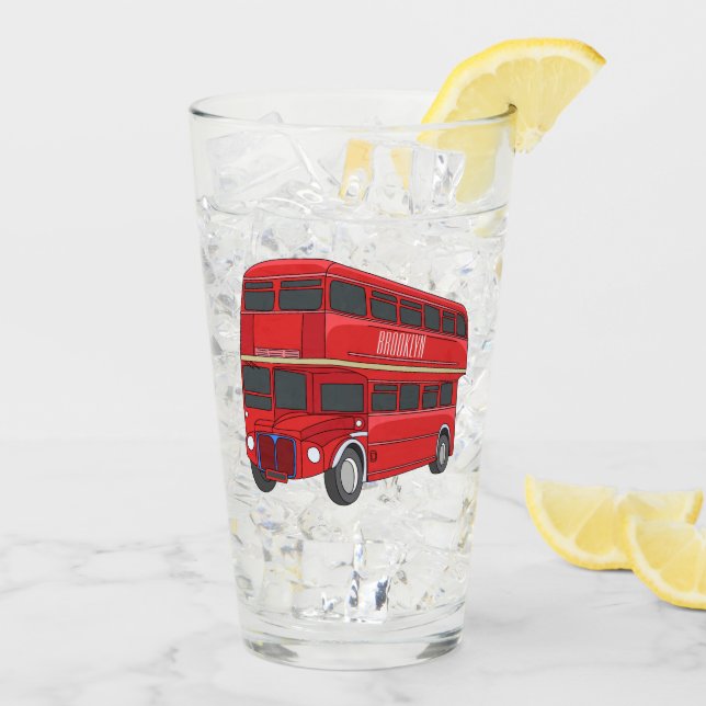Double-decker bus cartoon illustration glass (Back Ice)