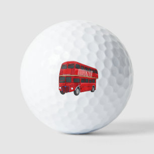 Double-decker bus cartoon illustration golf balls