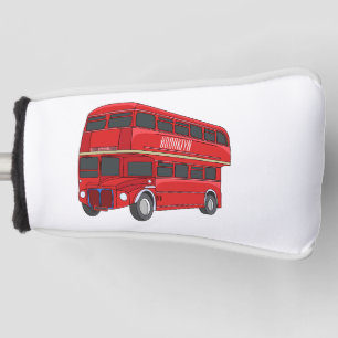 Double-decker bus cartoon illustration golf head cover