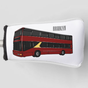 Double-decker bus cartoon illustration golf head cover