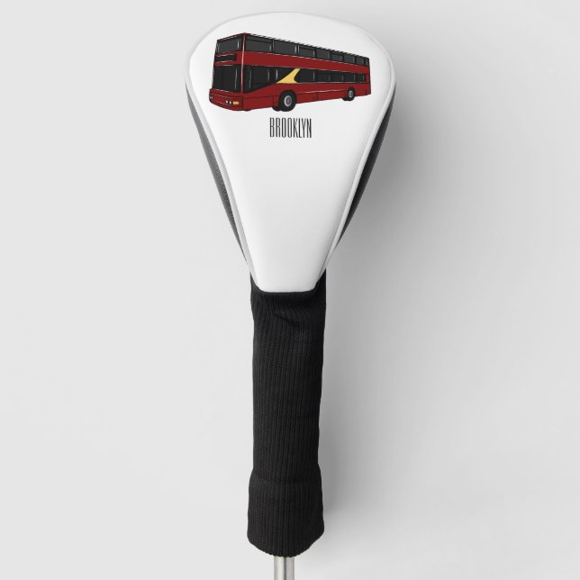 Double-decker bus cartoon illustration golf head cover (Front)