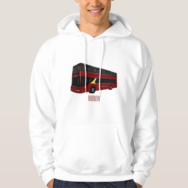 Double-decker bus cartoon illustration hoodie (Front)