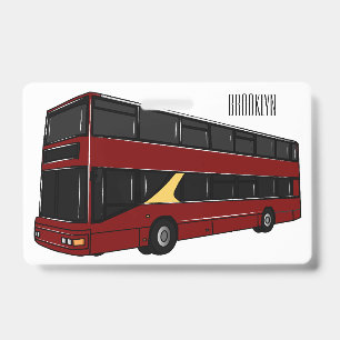 Double-decker bus cartoon illustration ID badge