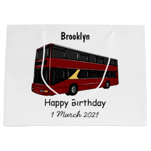 Double-decker bus cartoon illustration large gift bag