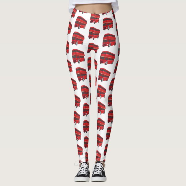 Double-decker bus cartoon illustration  leggings (Front)