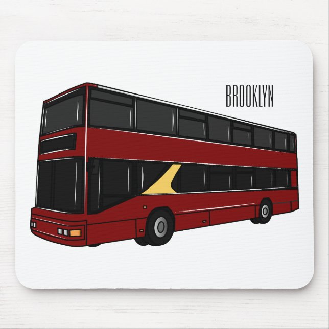 Double-decker bus cartoon illustration mouse pad (Front)