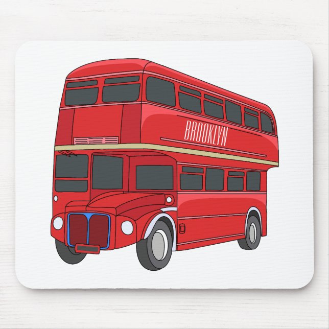Double-decker bus cartoon illustration mouse pad (Front)