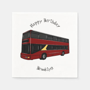 Double-decker bus cartoon illustration napkin