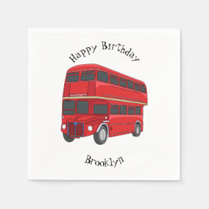Double-decker bus cartoon illustration napkin