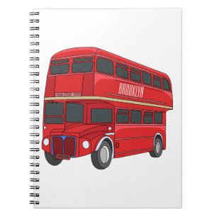 Double-decker bus cartoon illustration notebook
