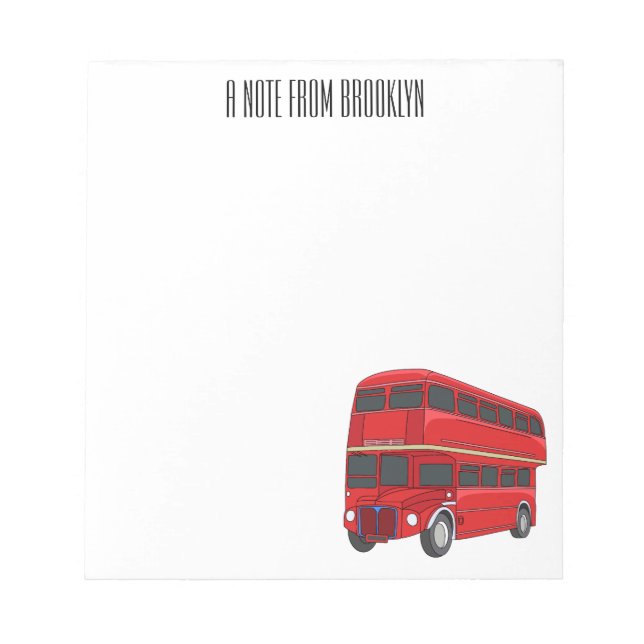 Double-decker bus cartoon illustration notepad (Front)