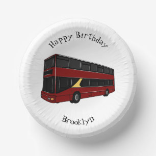 Double-decker bus cartoon illustration paper plate
