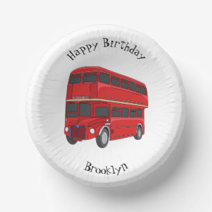 Double-decker bus cartoon illustration paper plate