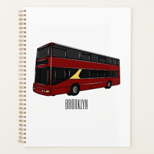 Double-decker bus cartoon illustration planner