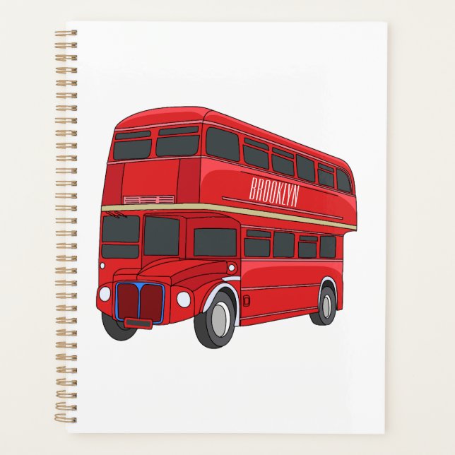 Double-decker bus cartoon illustration planner (Front)