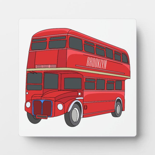 Double-decker bus cartoon illustration plaque (Front)