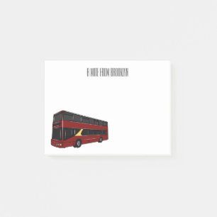 Double-decker bus cartoon illustration post-it notes