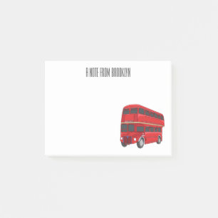 Double-decker bus cartoon illustration post-it notes
