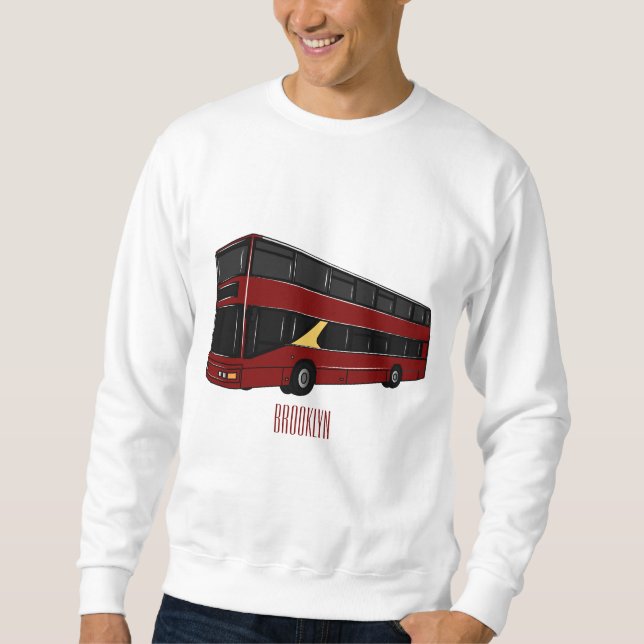 Double-decker bus cartoon illustration sweatshirt (Front)