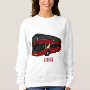 Double-decker bus cartoon illustration sweatshirt