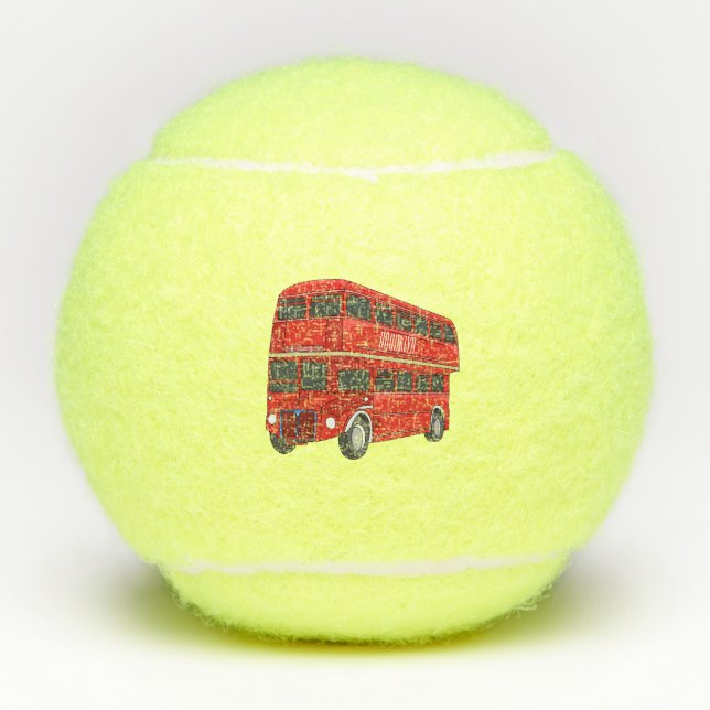 Double-decker bus cartoon illustration  tennis balls (Front)