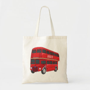 Double-decker bus cartoon illustration  tote bag