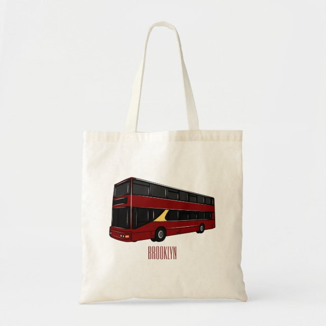 Double-decker bus cartoon illustration tote bag (Front)