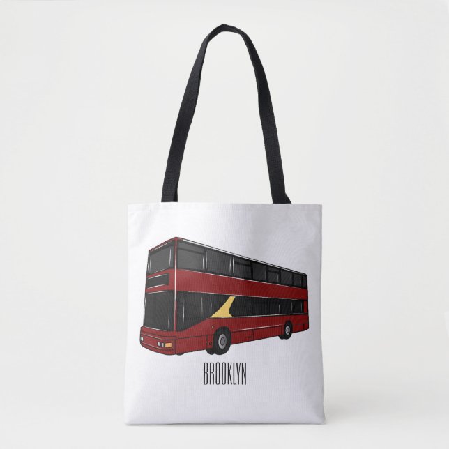 Double-decker bus cartoon illustration tote bag (Front)