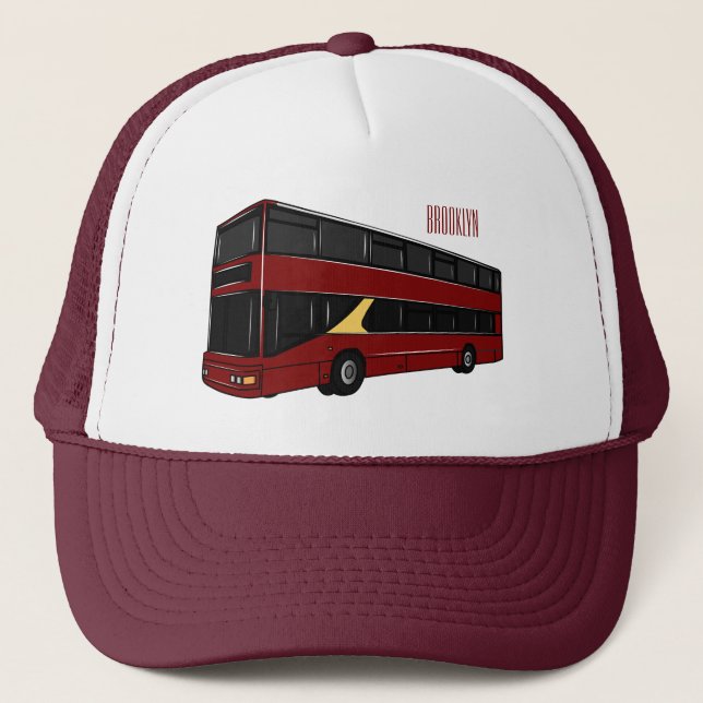 Double-decker bus cartoon illustration trucker hat (Front)