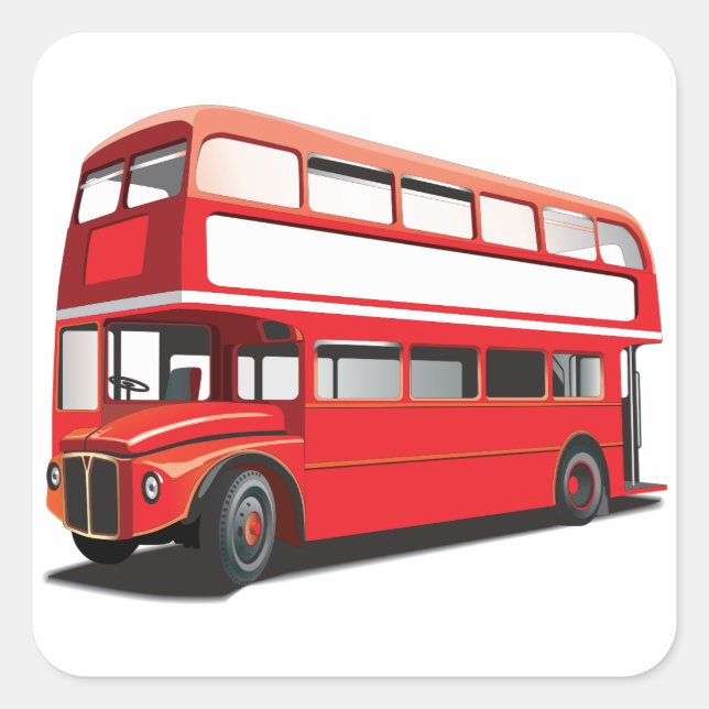 Double Decker Bus Square Sticker (Front)
