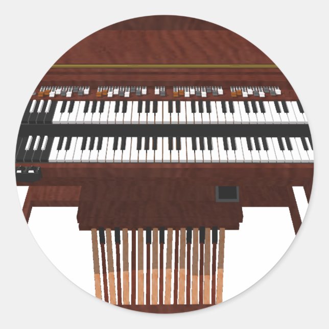 Double Decker Organ: 3D Model: Classic Round Sticker (Front)