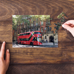 Double decker red bus   West End London Kensington Jigsaw Puzzle