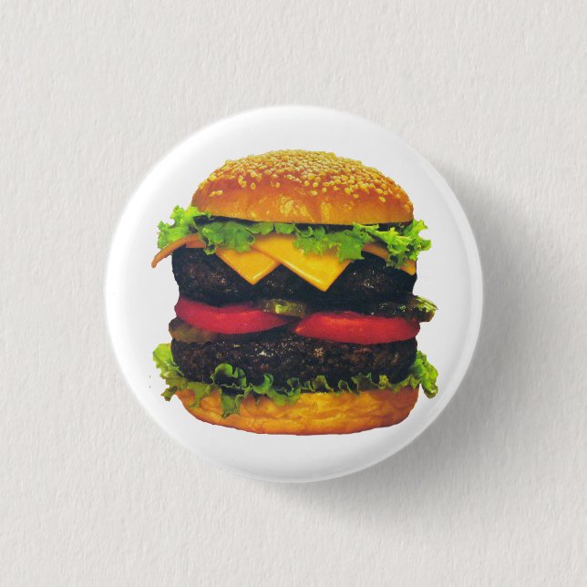 Double Deluxe Hamburger with Cheese 3 Cm Round Badge (Front)