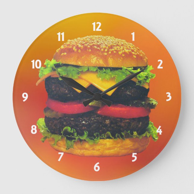 Double Deluxe Hamburger with Cheese Clock (Front)