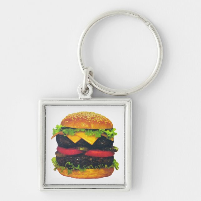 Double Deluxe Hamburger with Cheese Key Ring (Front)