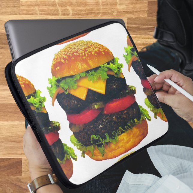 Double Deluxe Hamburger with Cheese Laptop Sleeve (Double Deluxe Hamburger with Cheese Laptop Sleeve)