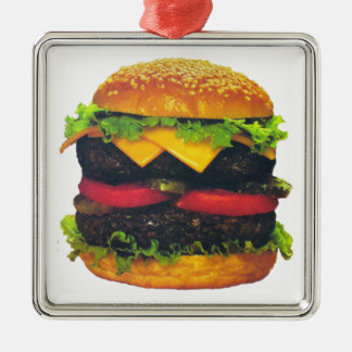 Double Deluxe Hamburger with Cheese Metal Tree Decoration