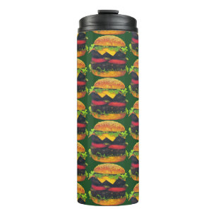 Double Deluxe Hamburger with Cheese Pattern Thermal Tumbler